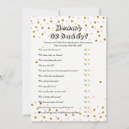 Pink and Gold Baby _ Wishes for Baby and Guess Who Advice Card