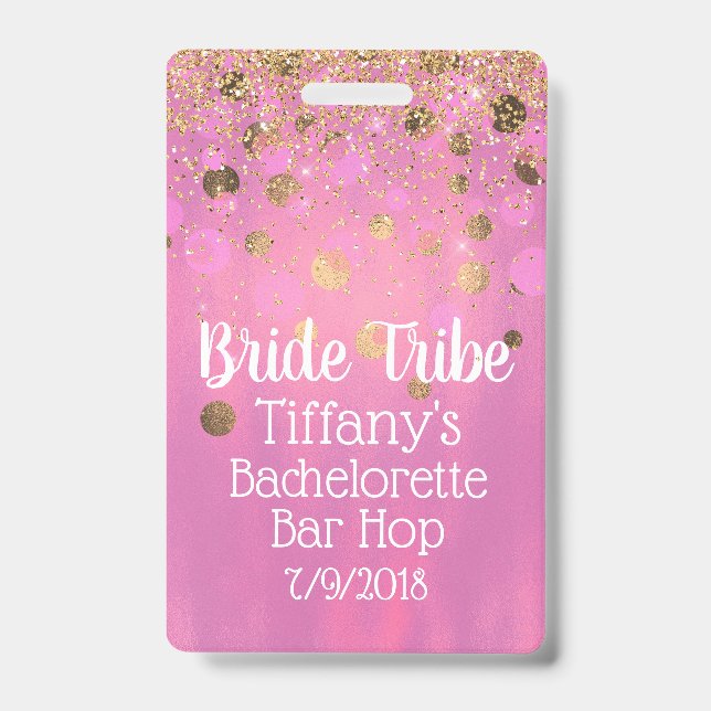 Pink and Gold Bachelorette Party Badge (Front)