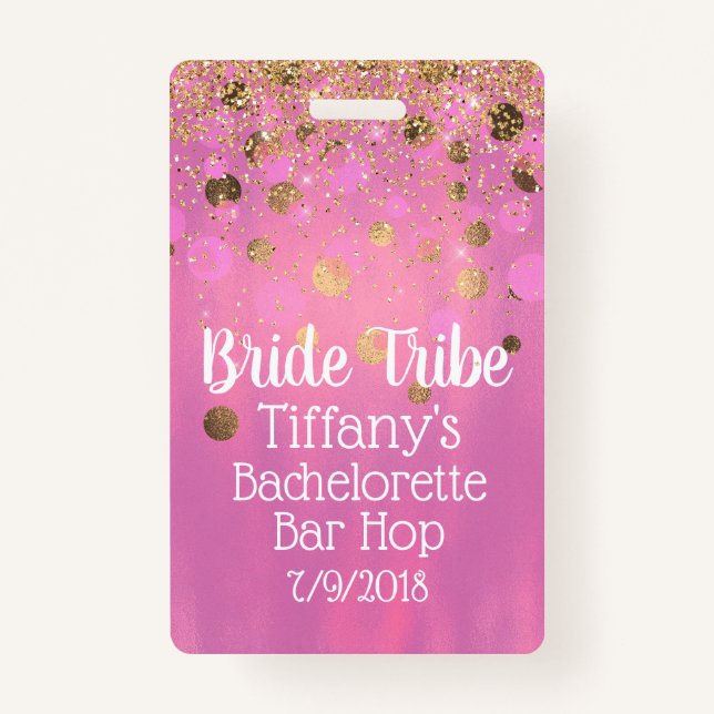 Pink and Gold Bachelorette Party Badge (Front)