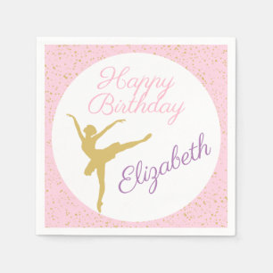 Pink and Gold Ballerina Birthday Napkins
