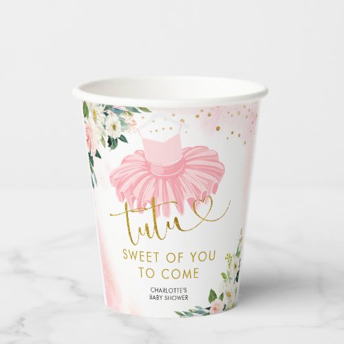 Pink and Gold Ballerina Tutu Baby Shower Paper Cup
