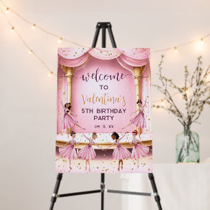Pink and Gold Ballet Stage Ballerina Party Welcome Foam Board