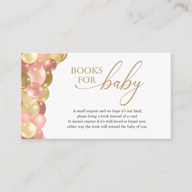 Pink and Gold Balloon Books for Baby Enclosure Card (Front)