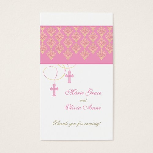 Pink and Gold Baptism Favor Tag _ Twins