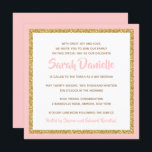 Pink and Gold Bat Mitzvah Invitation<br><div class="desc">This trendy Bat Mitzvah invitation features sparkling faux glitter layered against a solid color background.  Use the template form to add your own information.  The "Customize" feature can be used to change the font style,  color and layout.</div>
