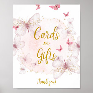 Pink and Gold Birthday Card and Gifts Table Sign
