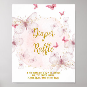 Pink and Gold Birthday Diaper Raffle Table Sign