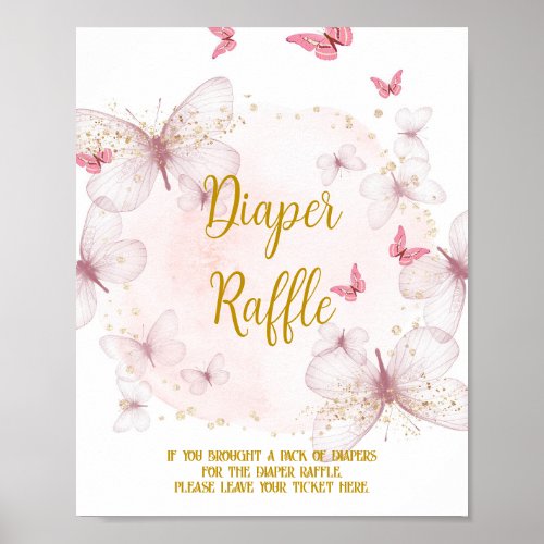 Pink and Gold Birthday  Diaper Raffle Table Sign