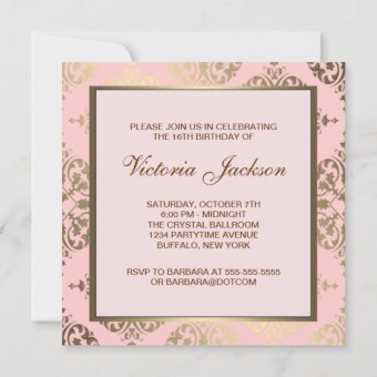 Pink and Gold Birthday Party Invitation | Zazzle