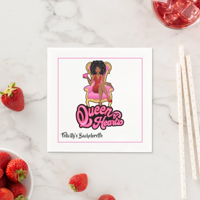 Pink and Gold Black Woman Queen Napkins (Insitu)