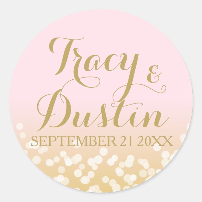 Pink and Gold Bohek Classic Round Sticker (Front)