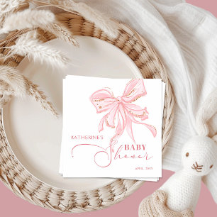 Pink and Gold Bow Chic Girl Baby Shower Napkins