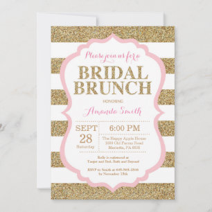 Pink and Gold Bridal Brunch Invitation Glitter