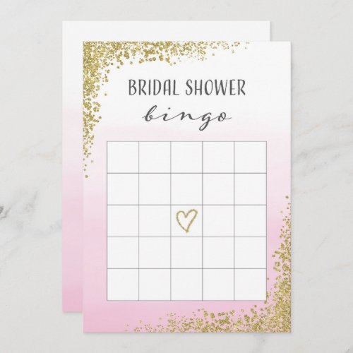Pink and Gold Bridal Shower Bingo Card