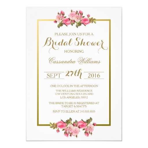 Pink And Gold Bridal Shower Invitations 10