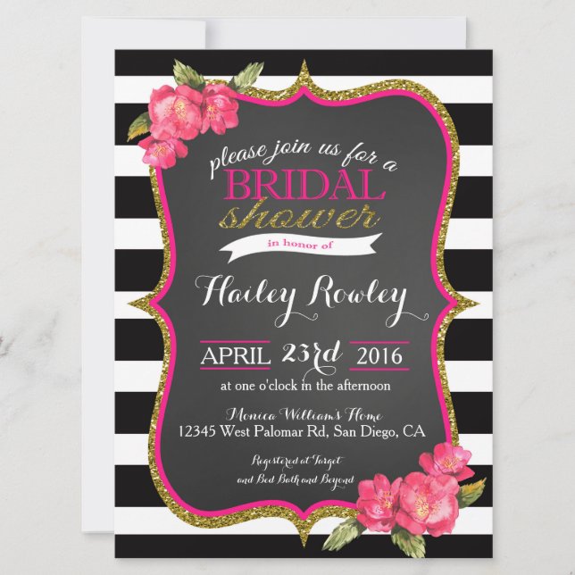 Pink and Gold Bridal Shower Invitation (Front)