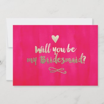 Pink And Gold Bridesmaid Card by spinsugar at Zazzle