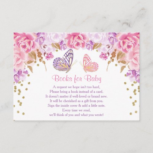 Pink and gold Butterfly book request inserts