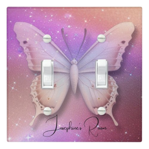 Pink and Gold Butterfly  Light Switch Cover