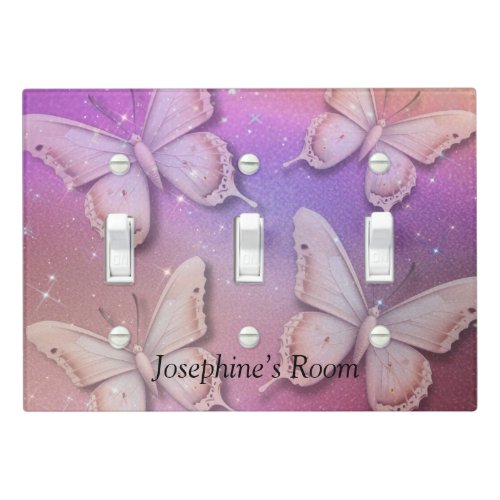 Pink and Gold Butterfly  Light Switch Cover