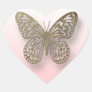 Pink and Gold Butterfly Stickers