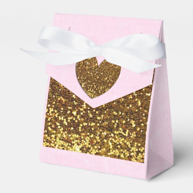 Pink and Gold Candy Party Favor Box (Front Side)