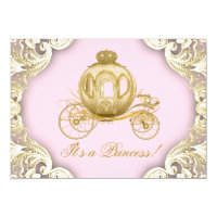 Pink and Gold Carriage Royal Princess Baby Shower Card