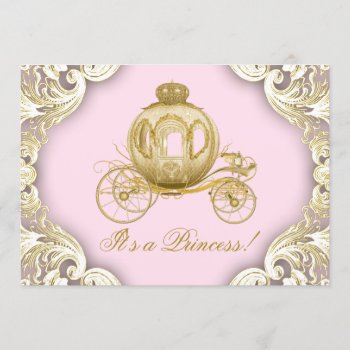 Pink And Gold Carriage Royal Princess Baby Shower Invitation by The_Baby_Boutique at Zazzle