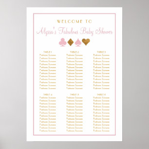 Pink and Gold Casino Baby Shower Seating Chart