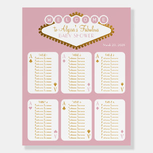Pink and Gold Casino Baby Shower Seating Chart Foam Board