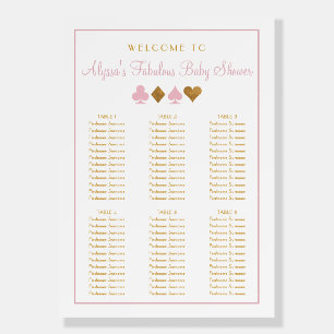 Pink and Gold Casino Baby Shower Seating Chart Foam Board