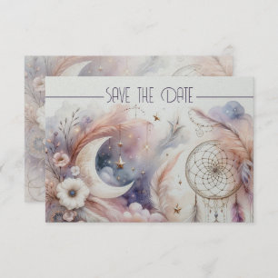 Pink and Gold Celestial Moon Save the Date