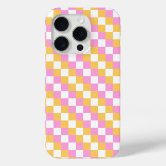 Pink and Gold Checkerboard iPhone 15 Pro Case