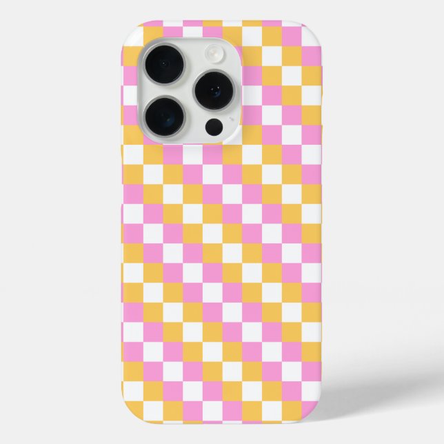 Pink and Gold Checkerboard Case-Mate iPhone Case (Back)