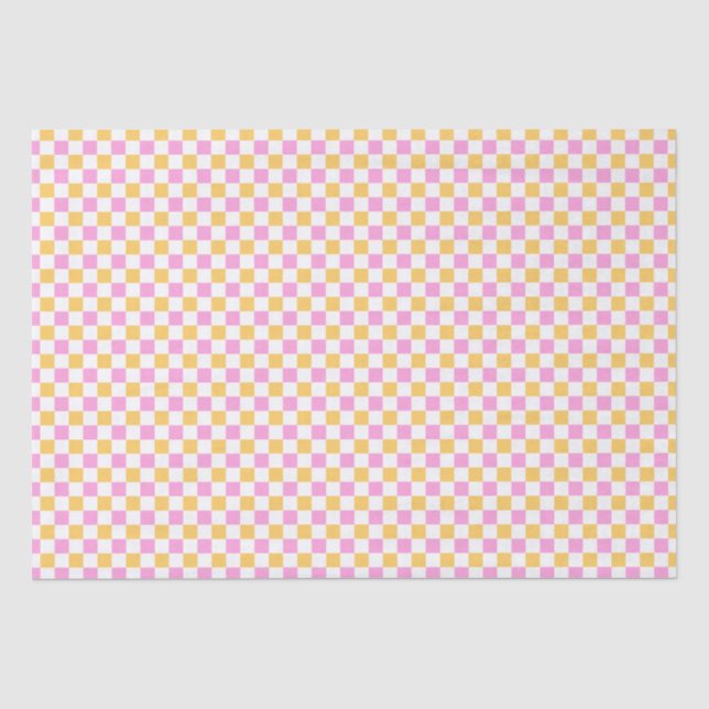 Pink and Gold Checkered Tissue Paper (Front)