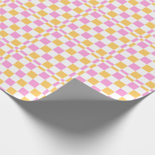 Pink and Gold Checkered Wrapping Paper