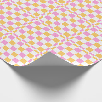 Pink and Gold Checkered Wrapping Paper