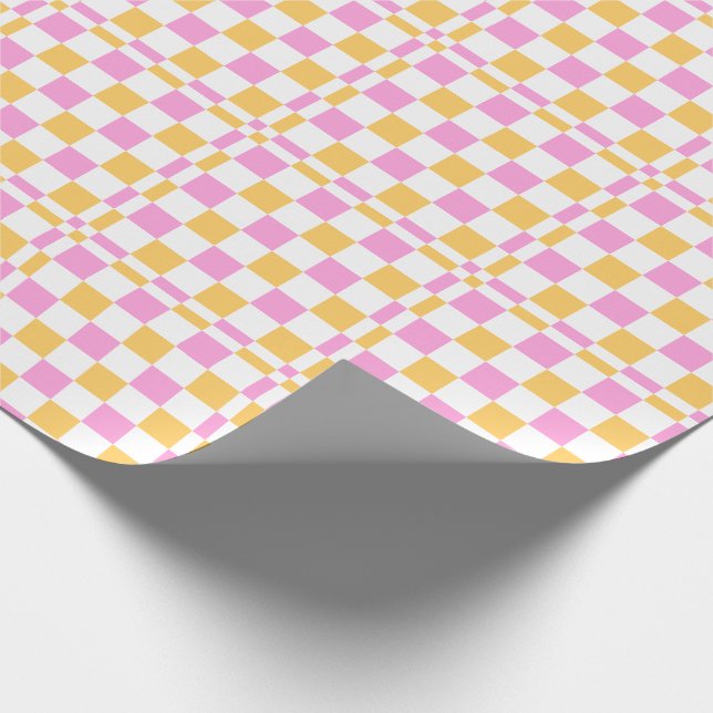 Pink and Gold Checkered Wrapping Paper (Corner)