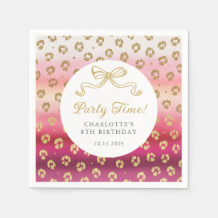 Pink and Gold Cheetah Leopard Birthday Party Napkins