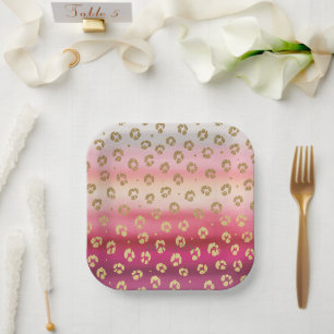 Pink and Gold Cheetah Leopard Birthday Party  Paper Plates
