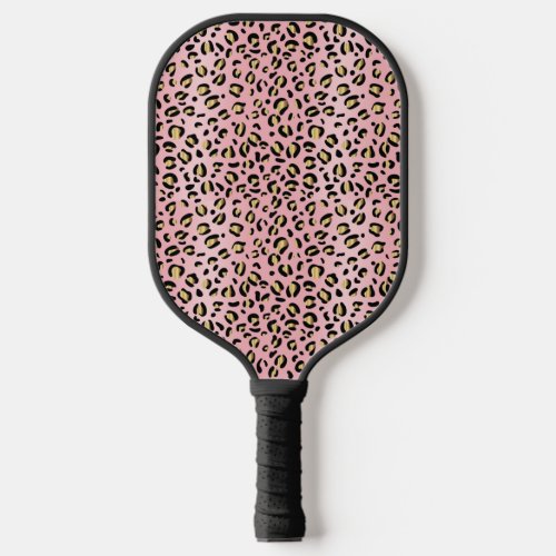 Pink and Gold Cheetah Pickleball Paddle