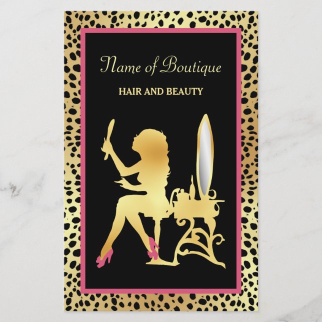 Pink and Gold Cheetah Print Boutique Grand Opening Flyer (Front)
