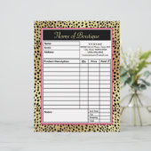 Pink and Gold Cheetah Print Boutique Order Forms (Standing Front)
