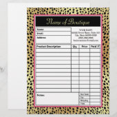 Pink and Gold Cheetah Print Boutique Order Forms (Front/Back)