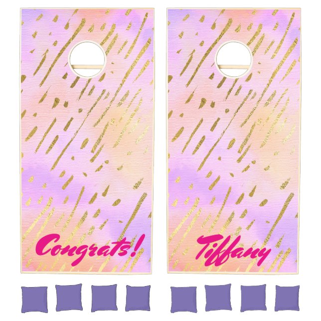Pink and Gold Chic Cornhole Set (Set)
