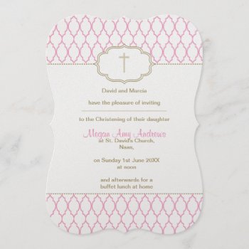 Pink And Gold Christening Baptism Invitation by Cards_by_Cathy at Zazzle