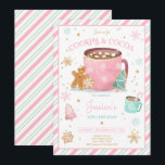 Pink And Gold Christmas Cookies and Cocoa Birthday Invitation<br><div class="desc">Pink And Gold Christmas Cookies and Cocoa Birthday Invitation</div>