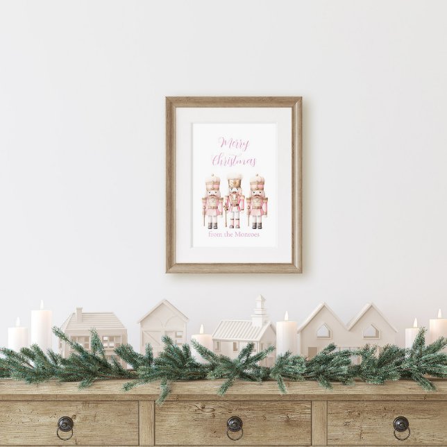Pink and Gold Christmas Nutcracker Poster (Pink Nutcracker Christmas Poster)