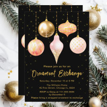 Pink and Gold Christmas Ornament Exchange Invitation