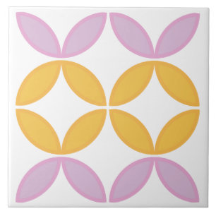 Pink and gold circle or flower petals splashback ceramic tile